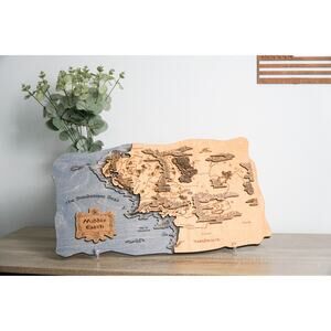 LOTR wooden map - Detailed Middle Earth Tolkien map - Unique gift fantasy lovers